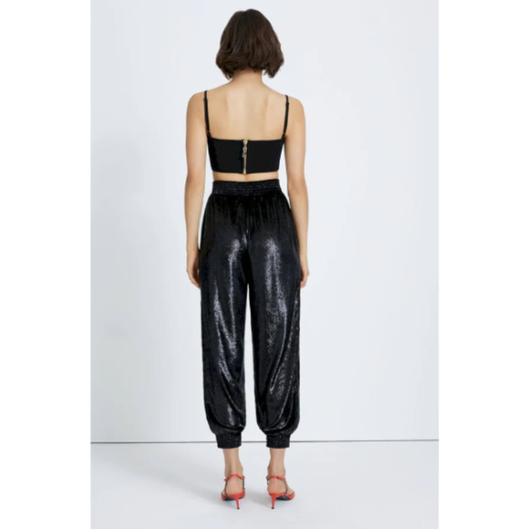 7 FOR ALL MANKIND Luxe Elastic Waist Jogger in Black Shine // S - Picture 4 of 14